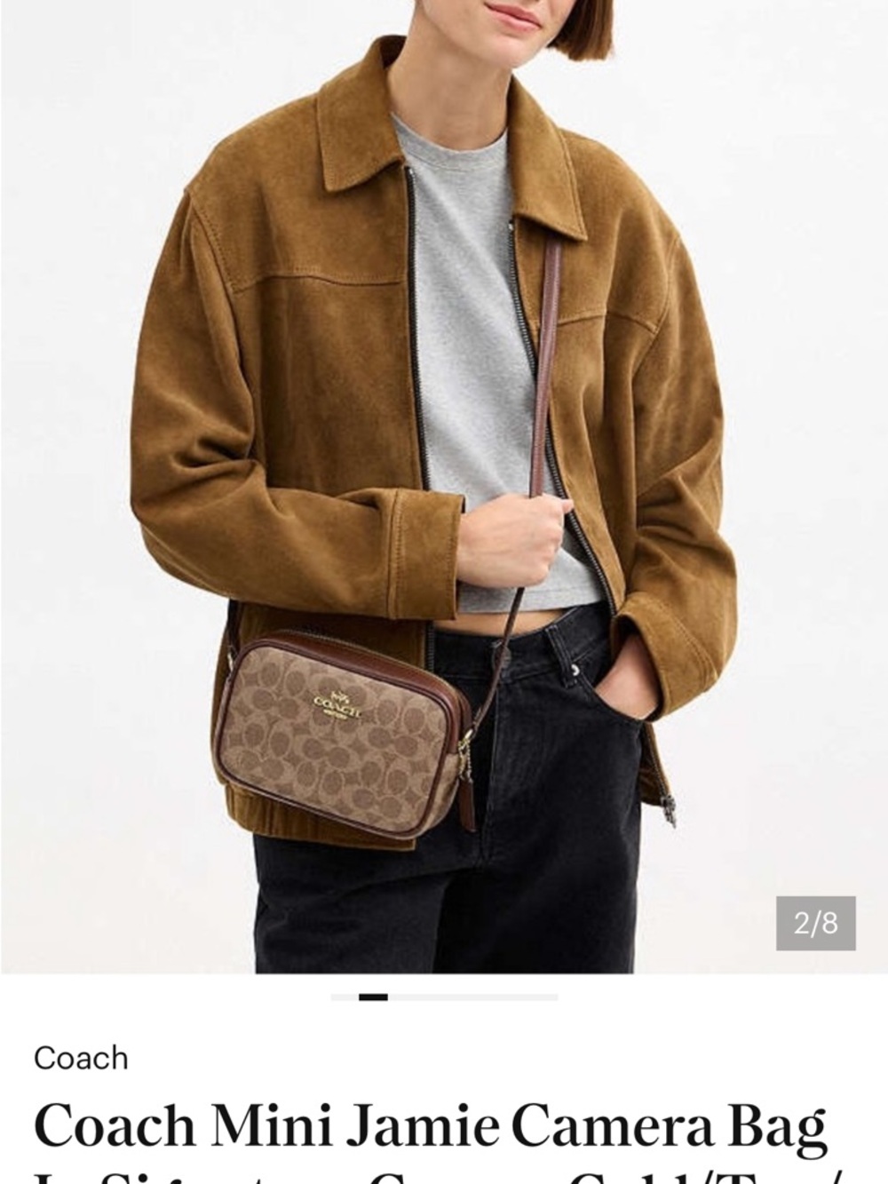 Coach Signature Mini Canvas Jamie Crossbody Bag - Brown/Chestnut - Picture 9 of 9